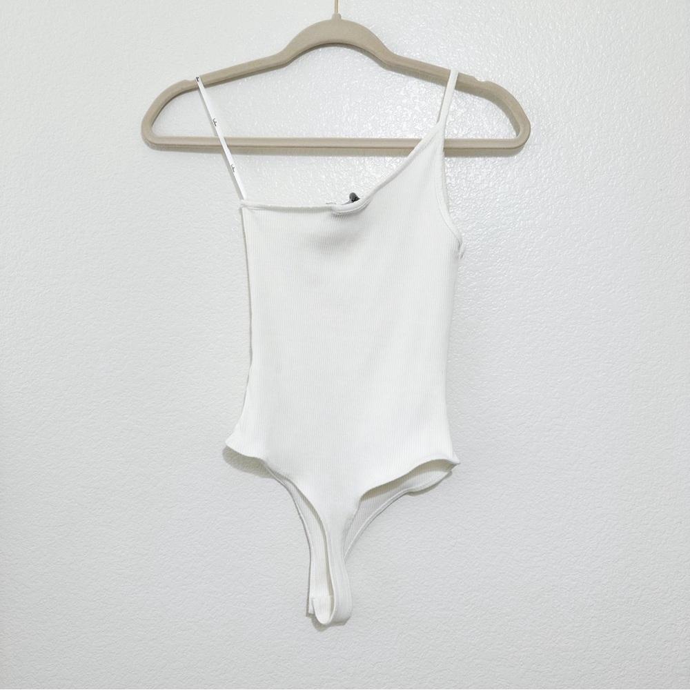 Lulus Too Legit White Ribbed One-Shoulder Bodysuit S - Picture 5 of 8